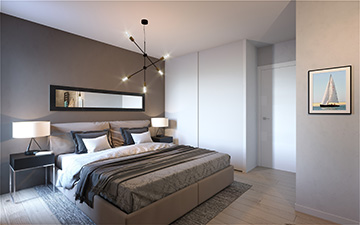 Création d'une perspective 3D d'une chambre à coucher pour un projet immobilier
